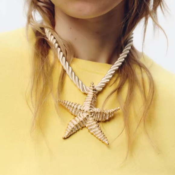 Zara Starfish Pendant Rope Necklace – Bold Statement Beach-Inspired Jewelry - Picture 3 of 10